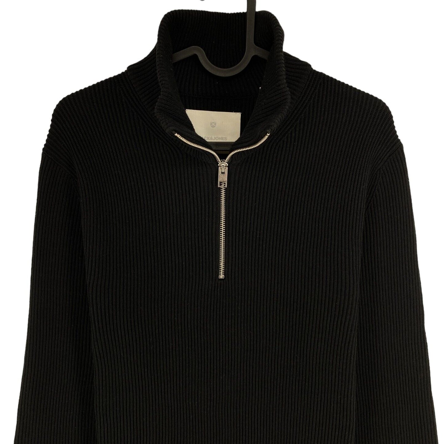 JACK&amp;JONES Premium Noir Perfect Knit Half Zip Sweater Jumper Taille M