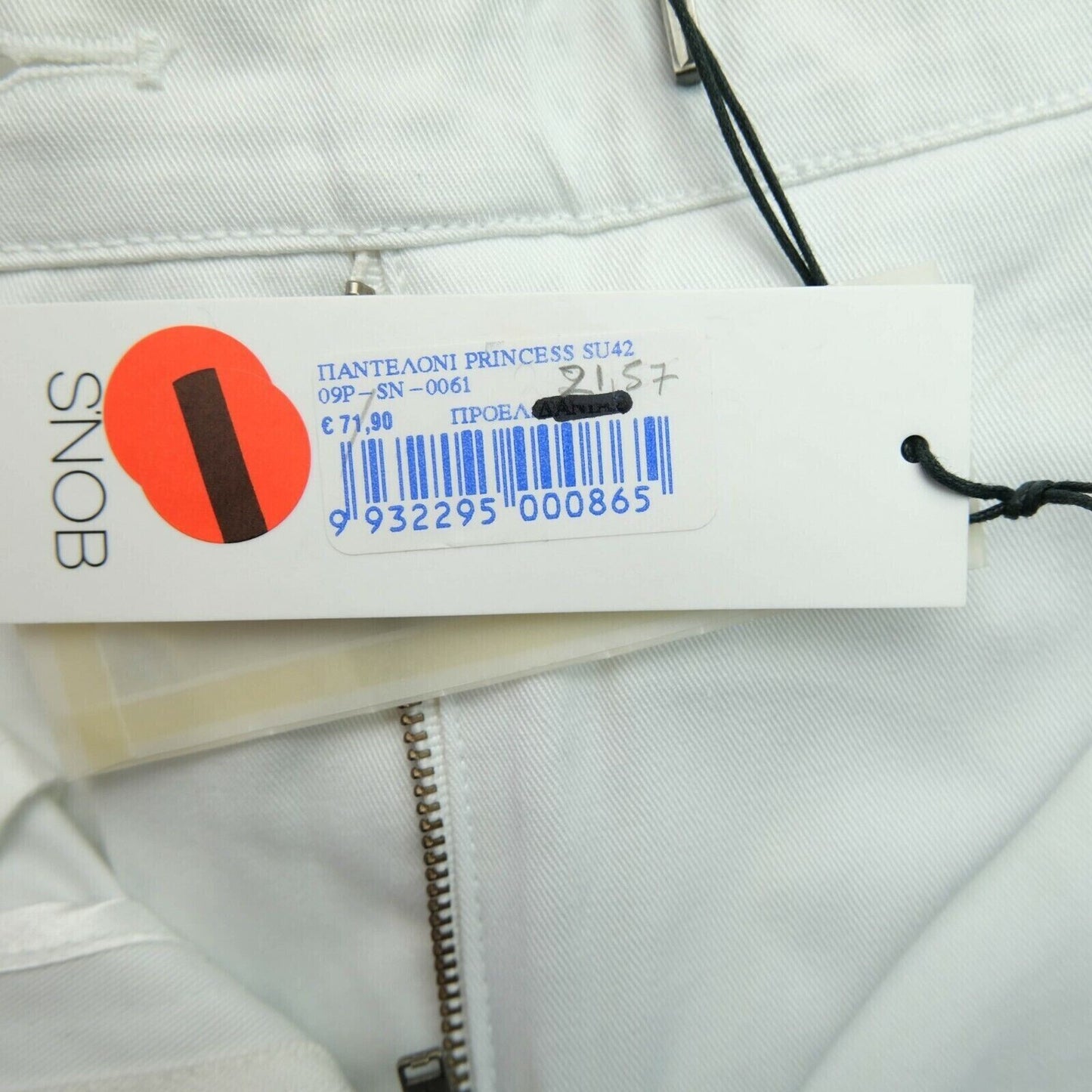 S`NOB Pantalon Chino Coupe Large Blanc Taille S