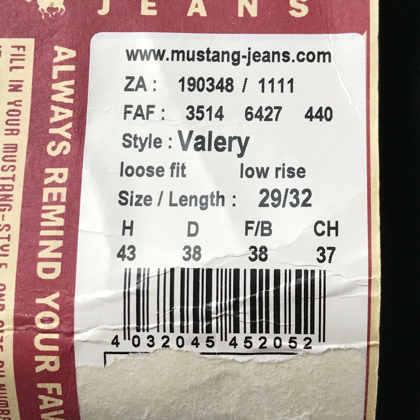 MUSTANG VALERY femme noir taille basse pantalon Chino coupe ample W29 L32