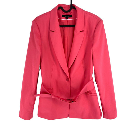 COMMA Women Pink Belted Solid Blazer Jacket Size EU 40 UK 14 US 10