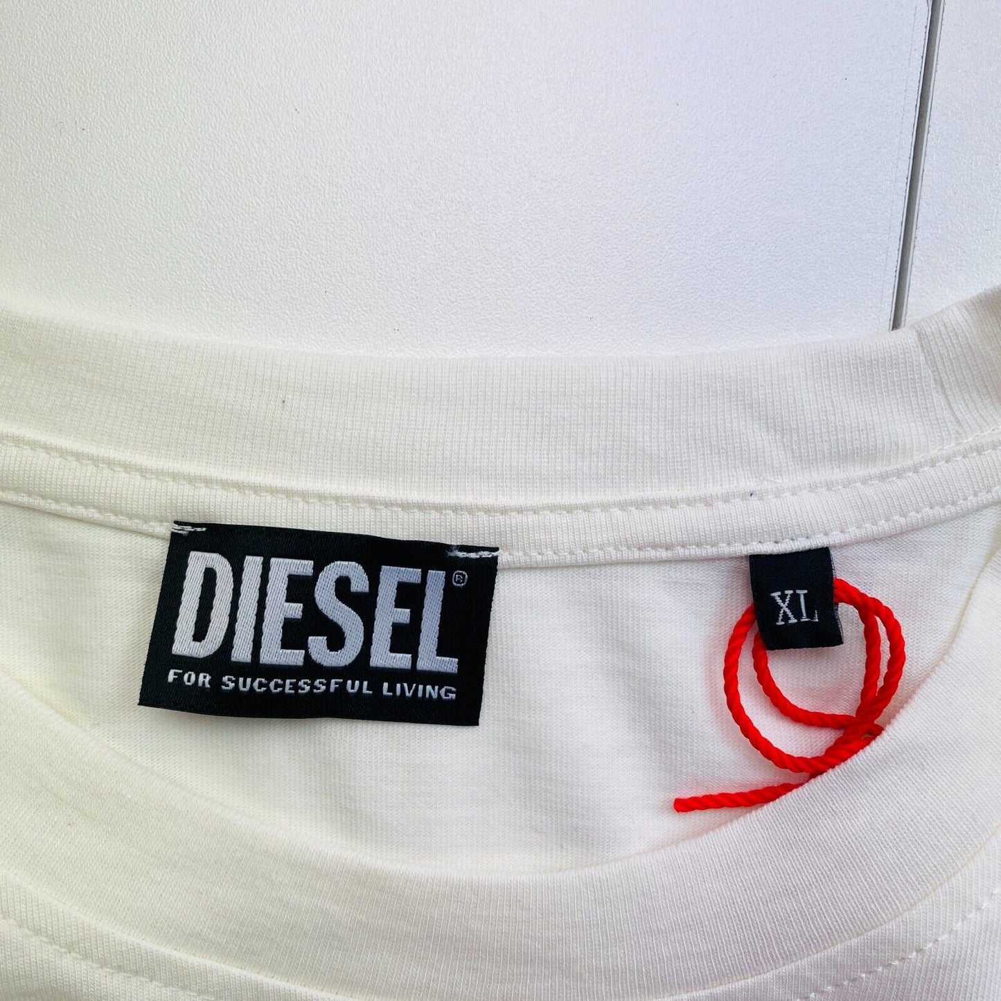 DIESEL Men White T-JUST-E36 Crew Neck Short Sleeves T Shirt Size XL