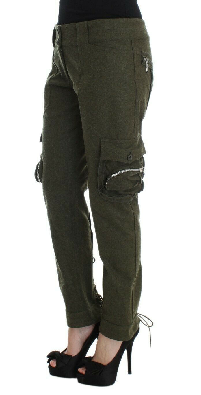 UVP $560 Ermanno Scervino Designer Khaki Grün Wollmischung Hose Hose W26