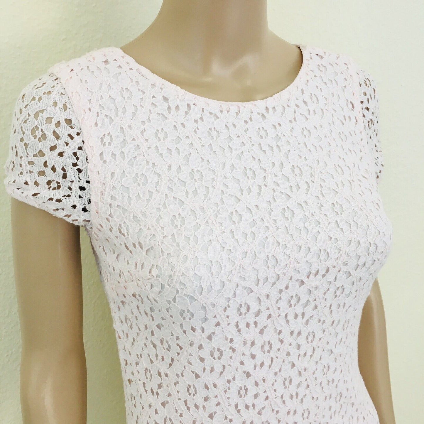 ZARA Pink Crochet Short Sleeve Dress Size S