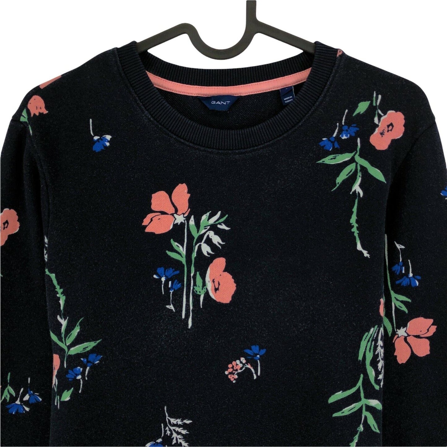 GANT Navy Blue Floral Print Crew Neck Jumper Sweater Size S