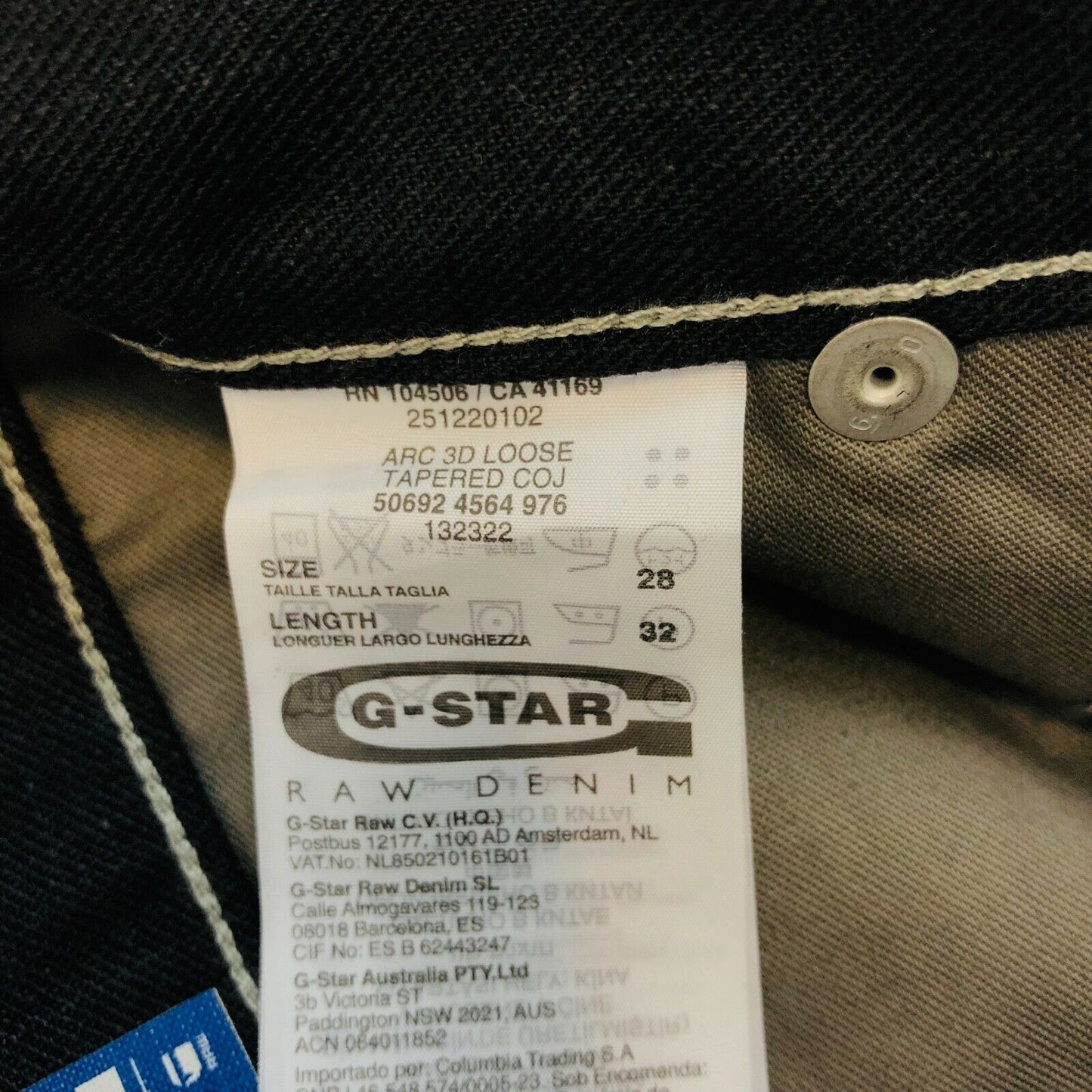 G-Star ARC 3D LOOSE TAPERED COJ Fit Jeans für Herren, schwarz, Größe W28 L32