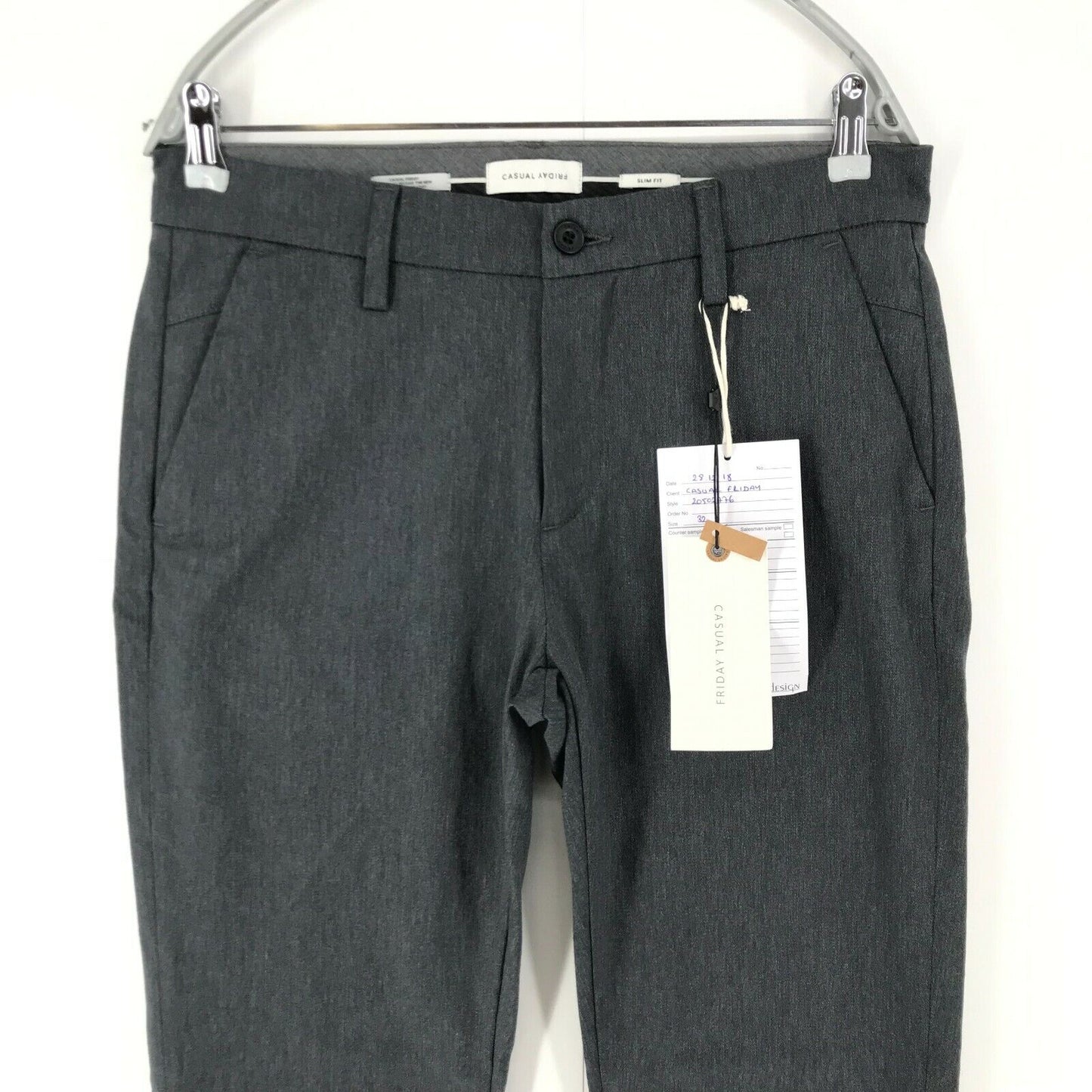 CASUAL FRIDAY Women Grey Slim Fit Trousers Size W32