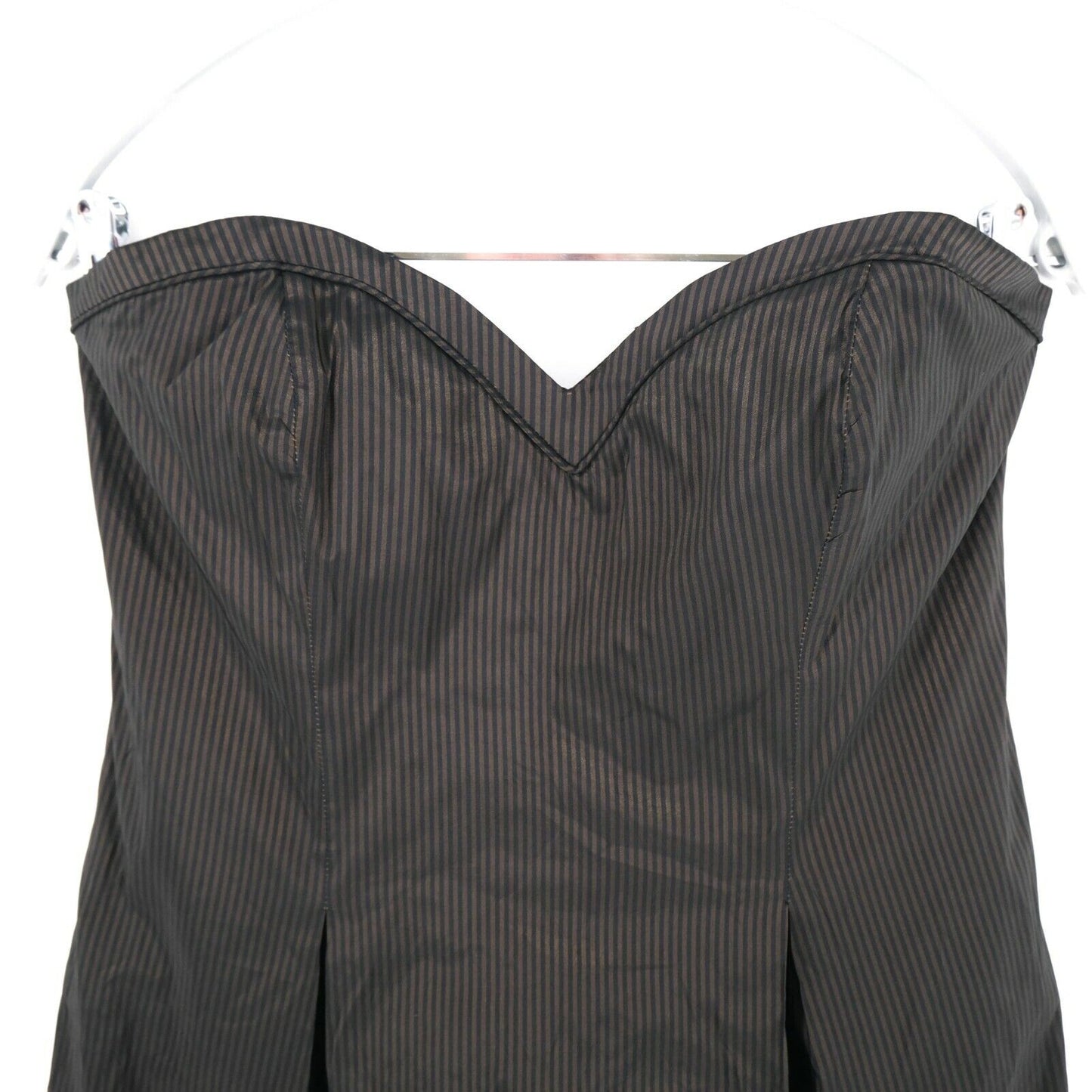 UVP 119 € FRENCH CONNECTION Braun gestreiftes Mini-Bustierkleid Größe 14 – L