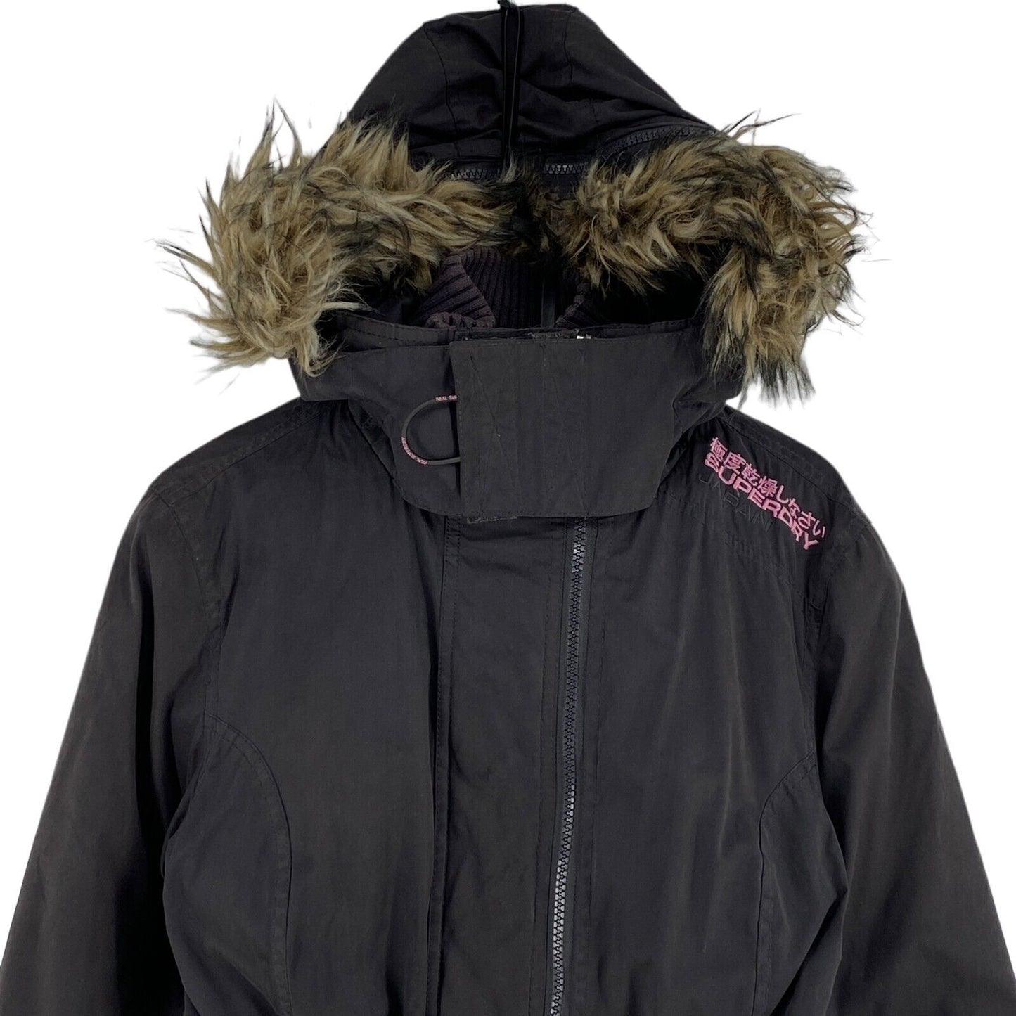 SUPERDRY The Windcheater Dark Brown Cotton Blend Hooded Parka Jacket Coat Size M