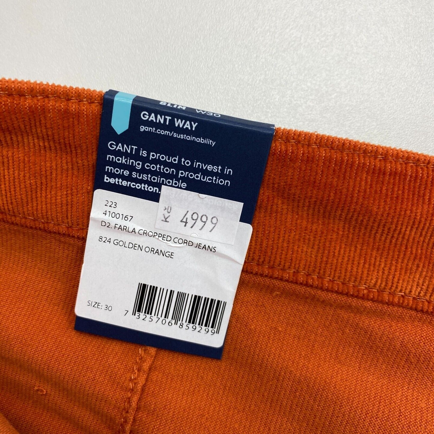 GANT Damen FARLA Cord-Jeans in Slim Fit, verkürzte Jeans in Dunkelorange, Größe W30