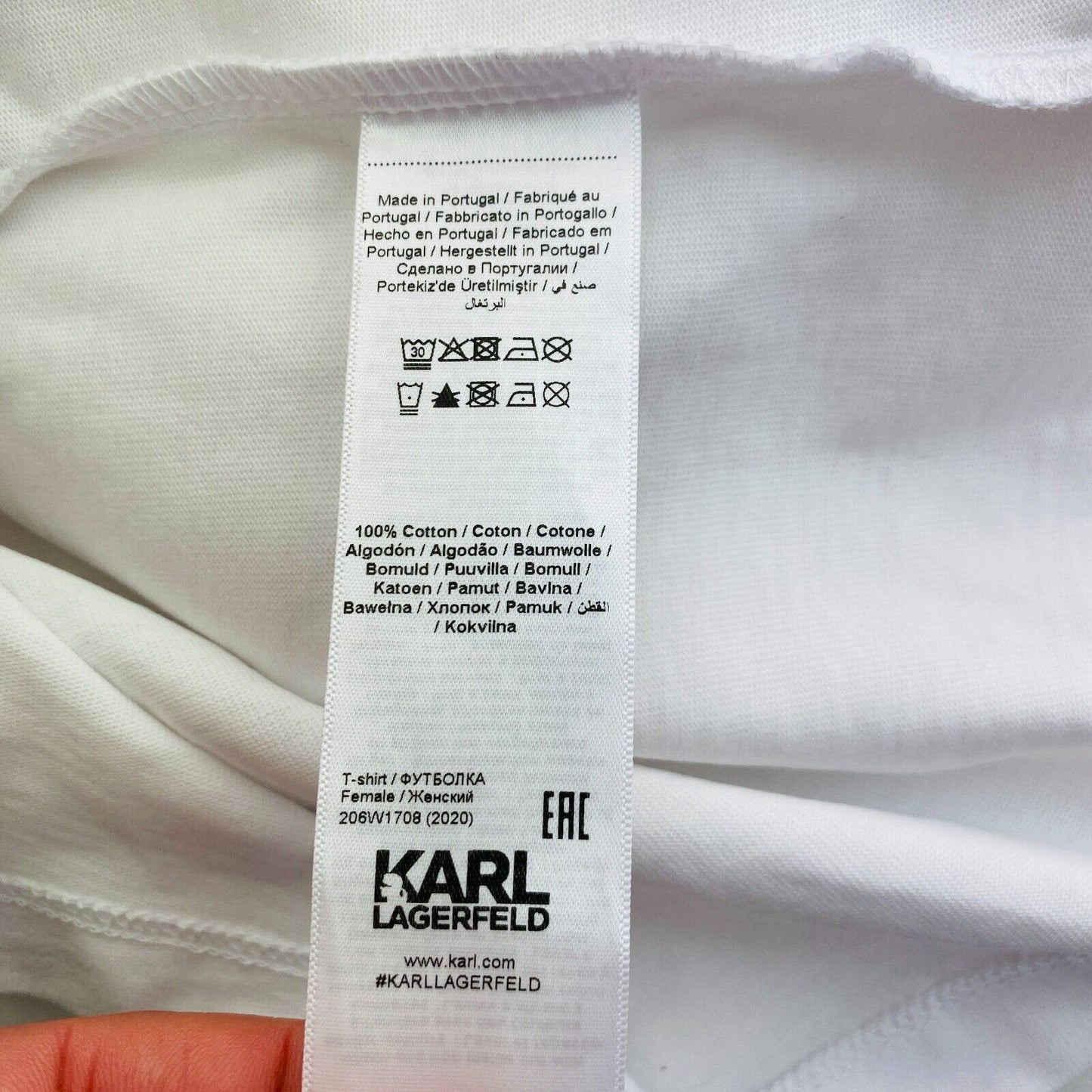 Karl Lagerfeld White Bow SS Crew Neck T Shirt Size XS