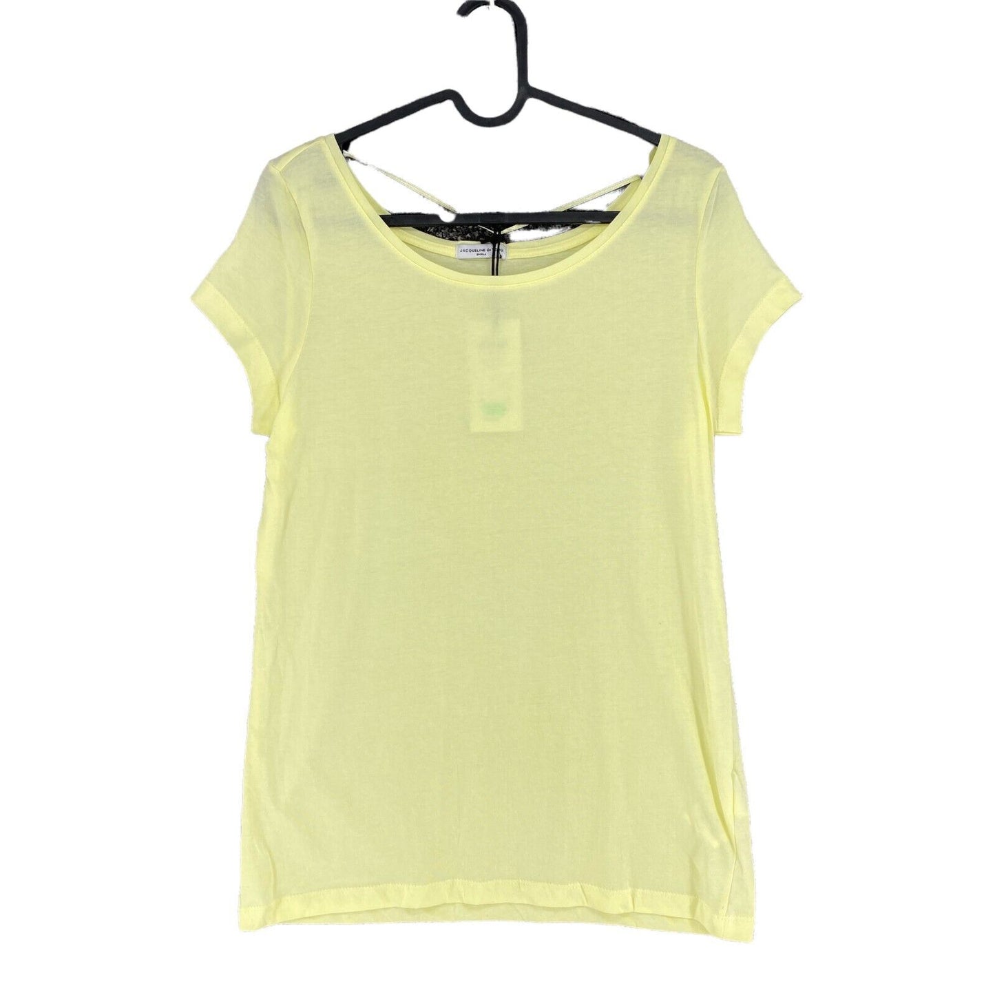 JACQUELINE de YONG Yellow 100% Cotton Short Sleeve Round Neck T-Shirt Top Size S