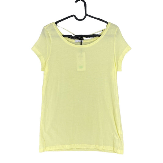 JACQUELINE de YONG Yellow 100% Cotton Short Sleeve Round Neck T-Shirt Top Size S