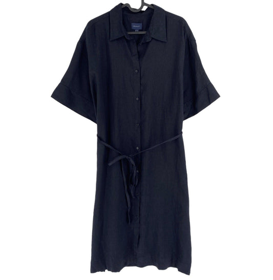 GANT Women Navy Blue Relaxed Linen SS Shirt Dress Size EU 44 UK 16 US 14