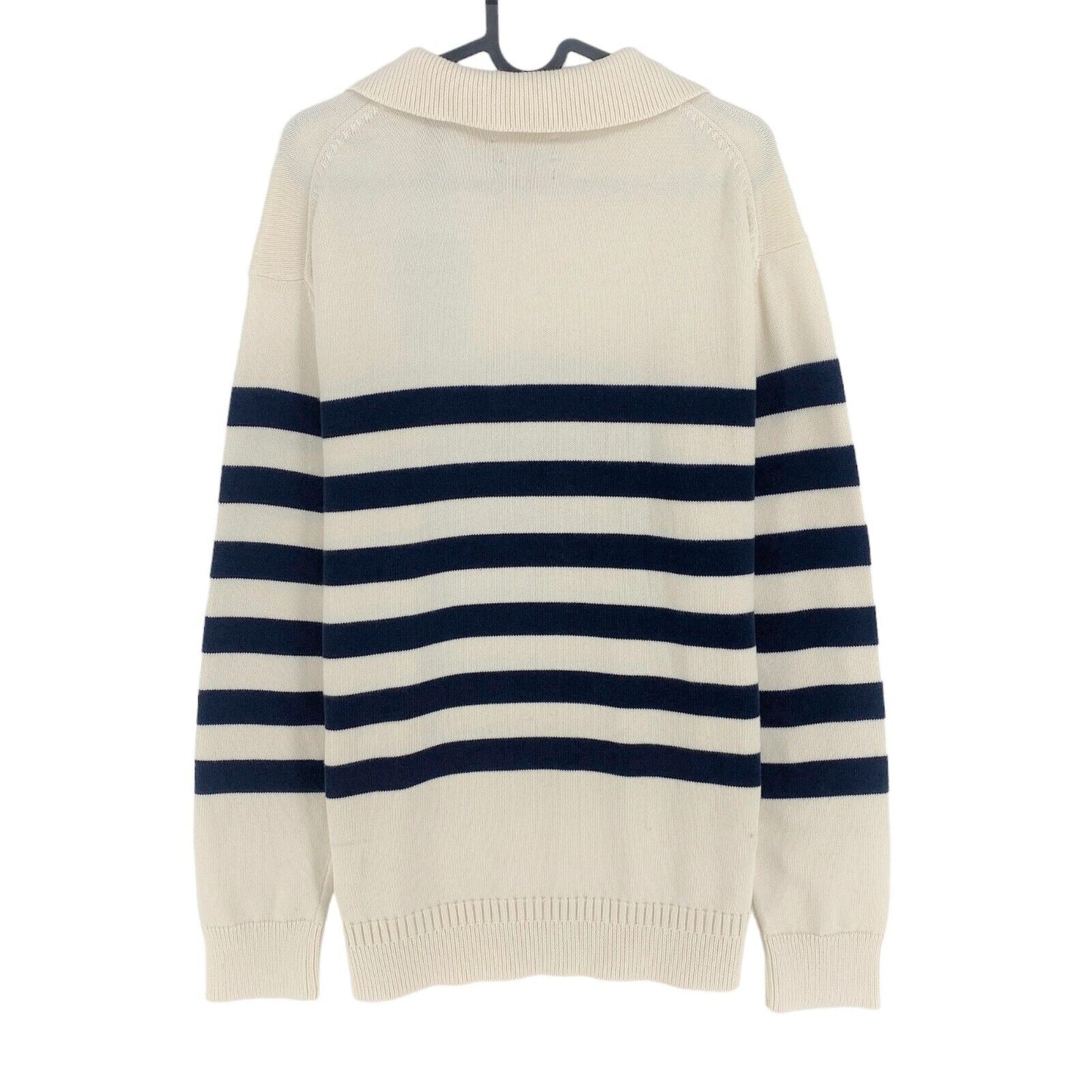 GANT Beige Rayé Col V Polo Pull Pull Taille M