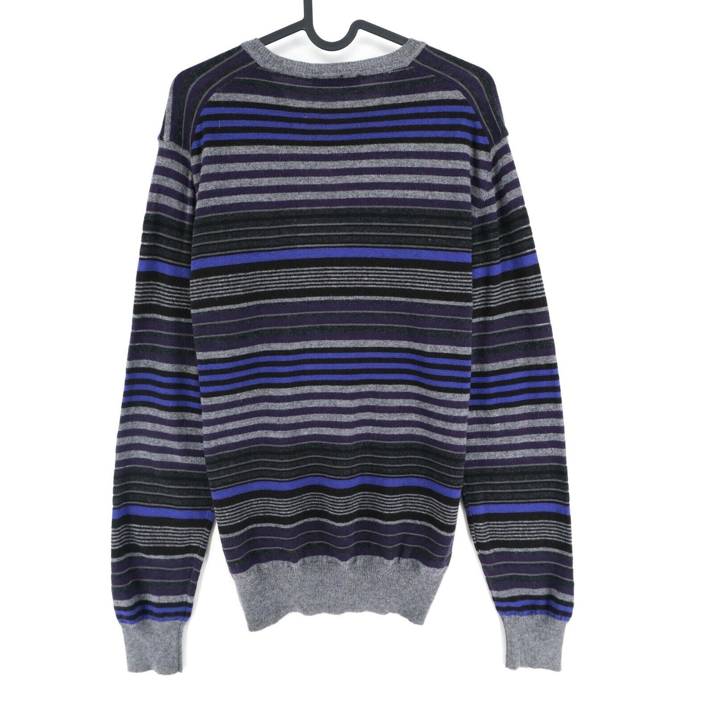 TRUSSARDI Grey V Neck Striped Jumper Sweater Size L