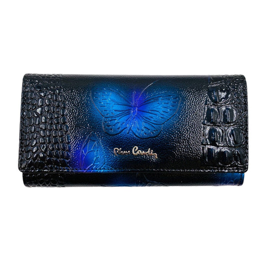 Pierre Cardin Women Black Blue Butterfly Eco Leather Wallet