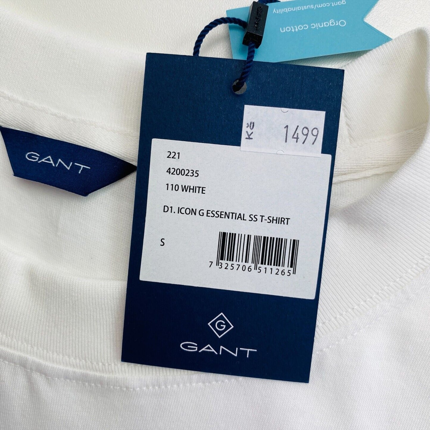 T-shirt GANT White Essentials Crew Neck SS Taille S