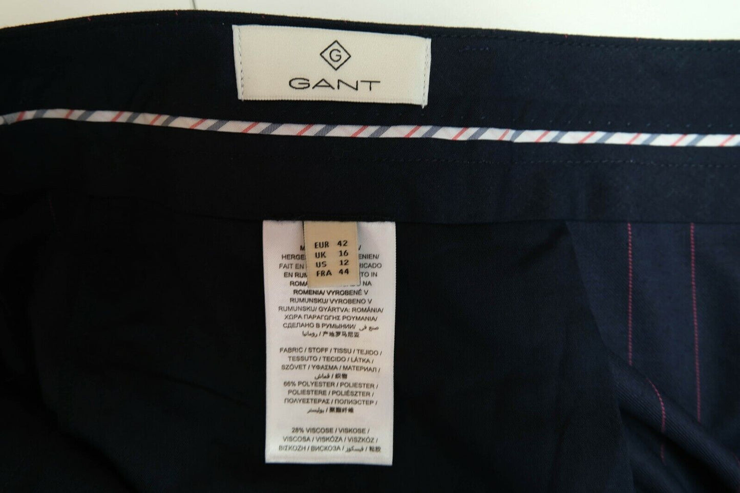 GANT Navy Blue Stripe Pants Trousers Size EUR 42 UK 16 US 12