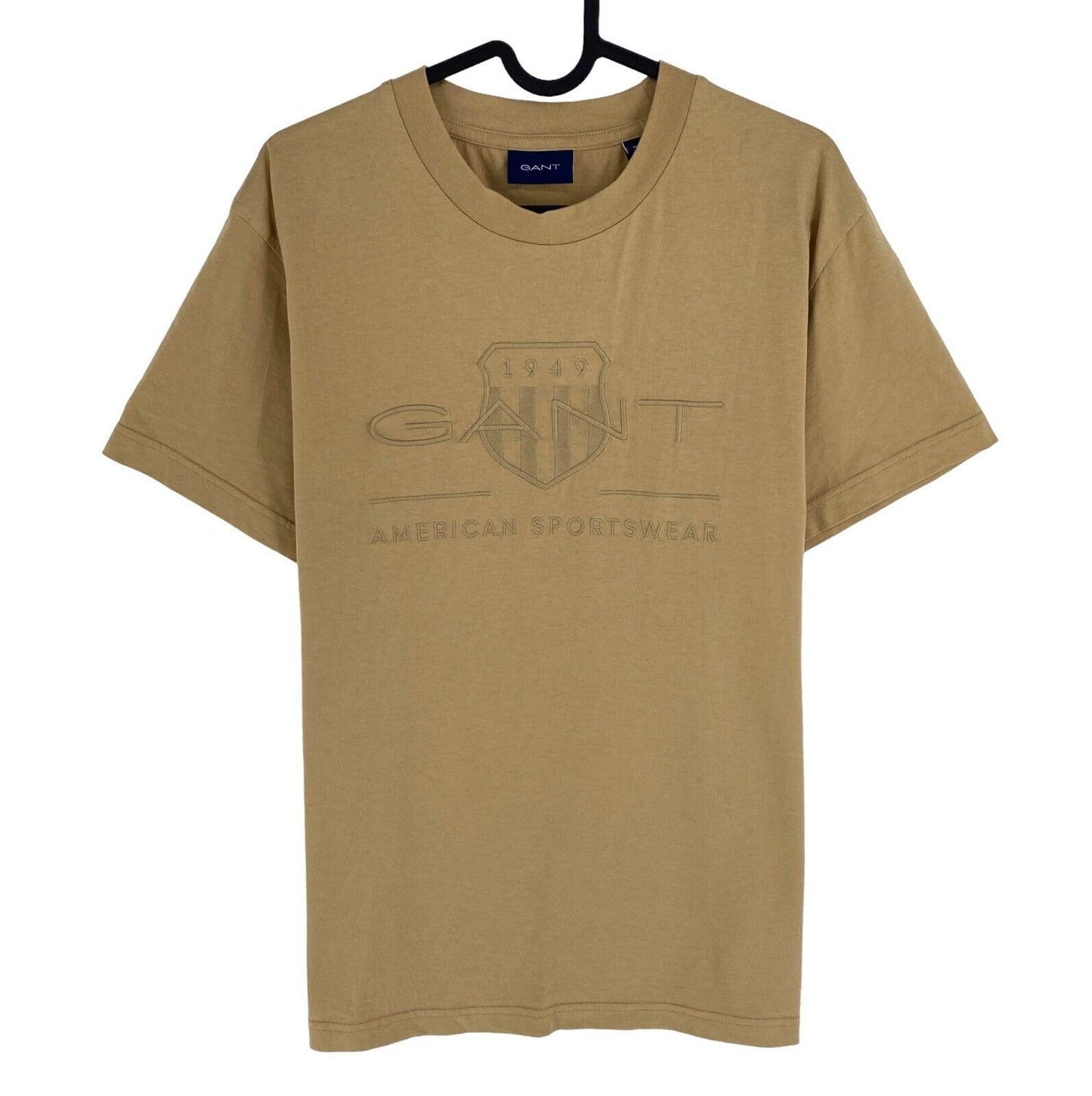 GANT Men Brown Tonal Archive Shield Crew Neck Short Sleeves T Shirt Size M