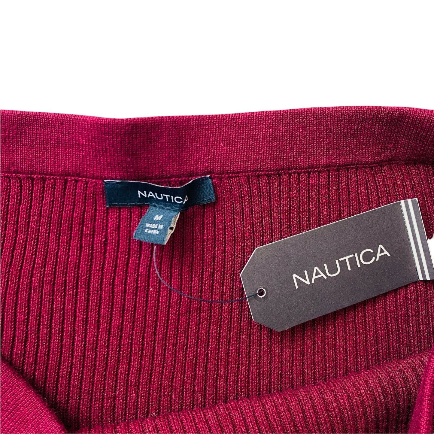 NAUTICA Kirschroter Strickrock mit Streifen, Regular Fit, Größe XS W26 / M W29