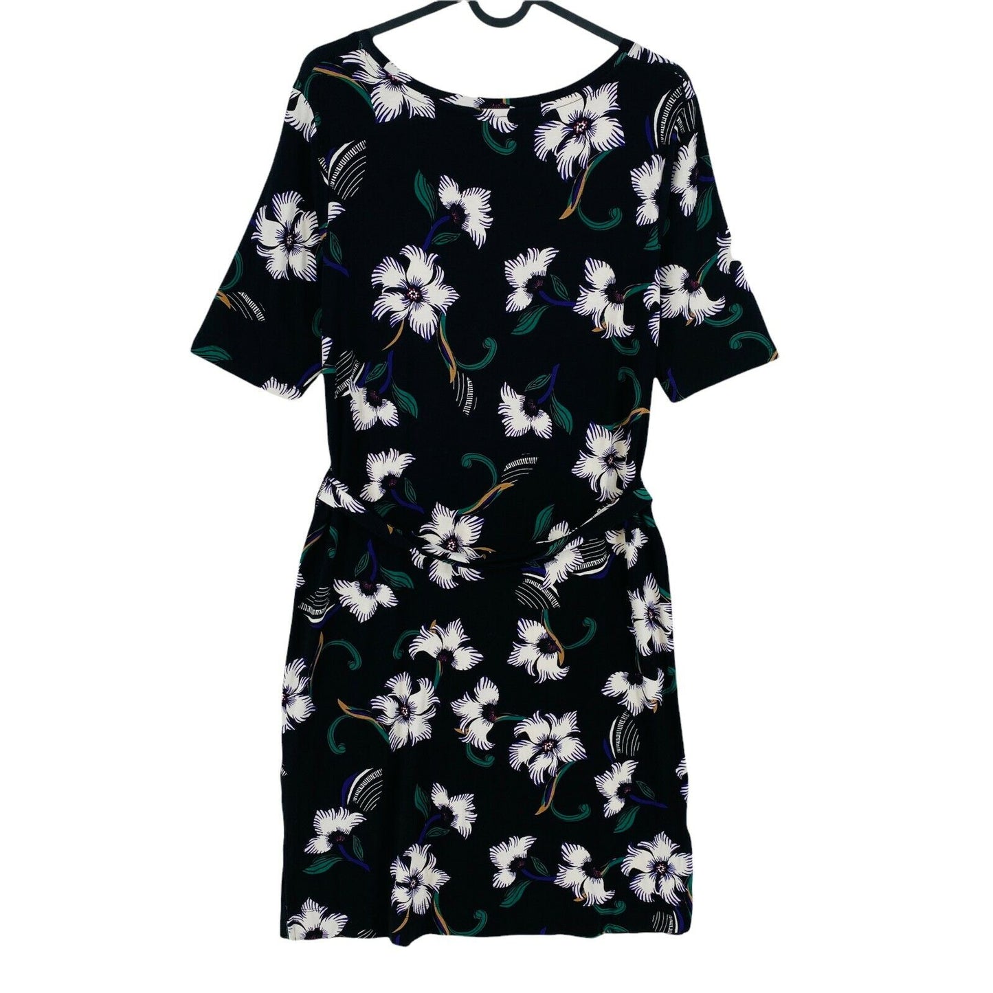 NEXT Black Floral Print Belted Dress Size EU 38 UK 10 US 8