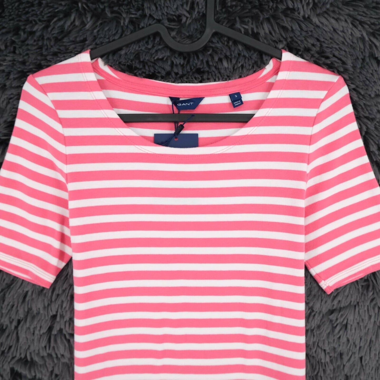 GANT Pink Striped Crew Neck T Shirt Size S