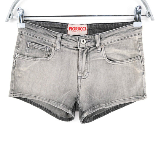 RRP €140 FIORUCCI By Naomi Campbell Light Grey Denim Shorts Size W26 W27 W28 W29