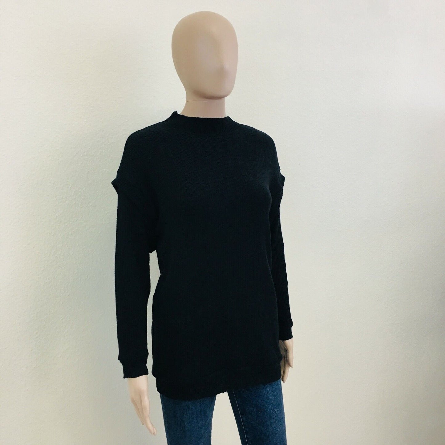 ZARA Black Cotton Blend Jumper Sweater Size M