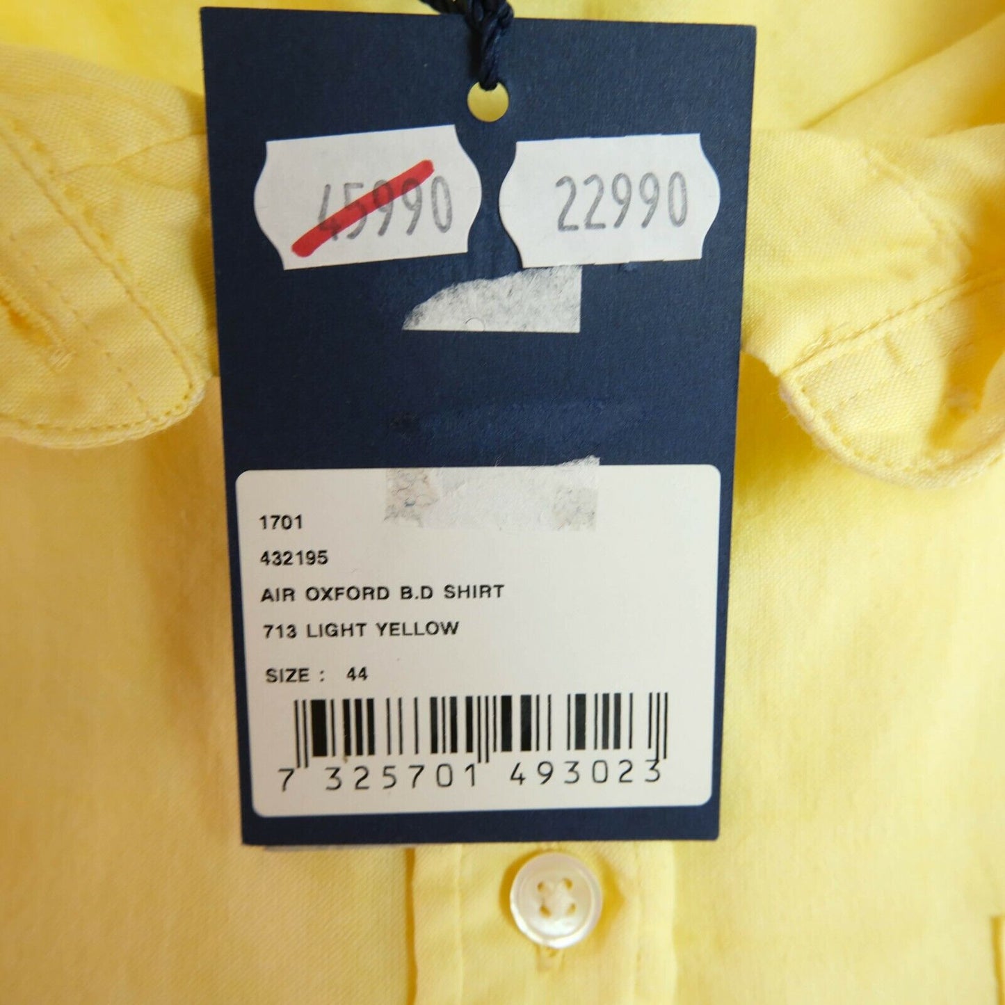 GANT Yellow Air Oxford Shirt Size EUR 44 UK 18 US 14