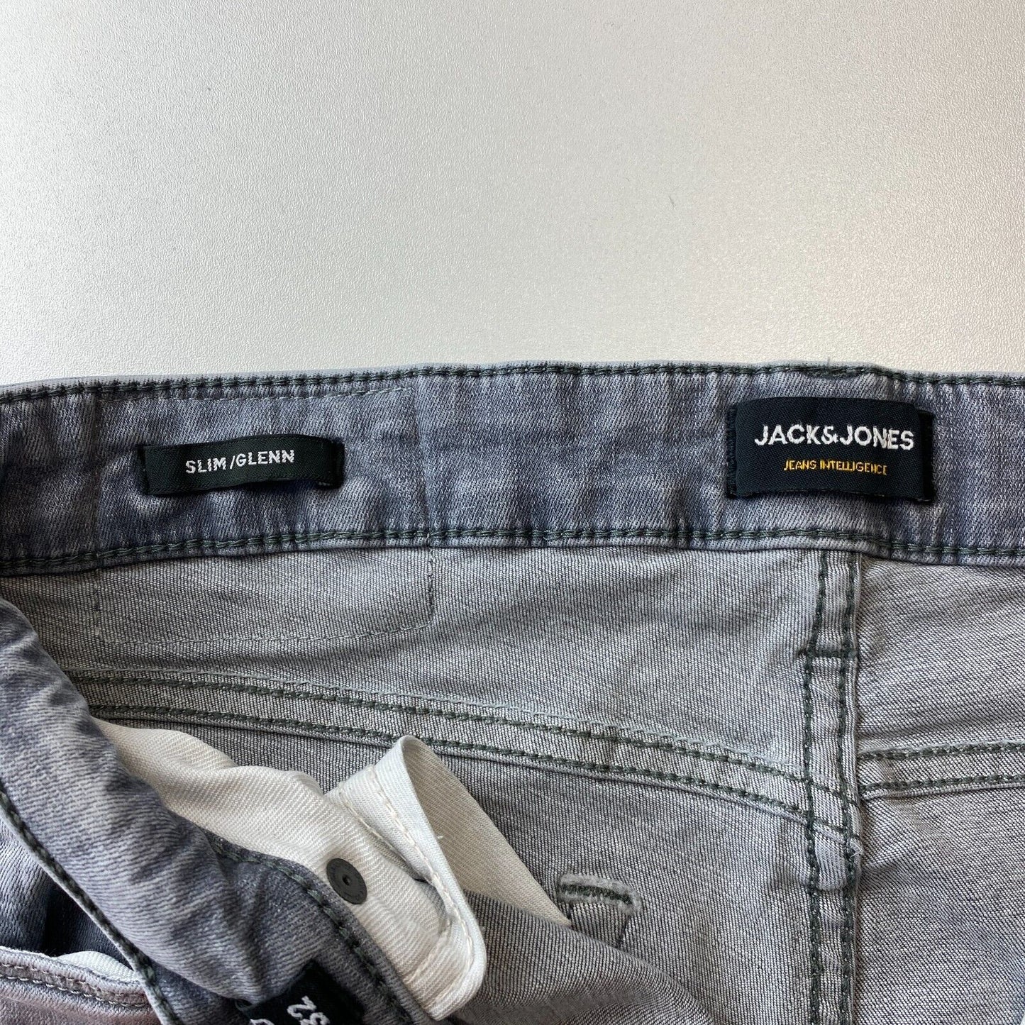 JACK & JONES GLENN Grey Stretch Slim Fit Jeans W30 L32