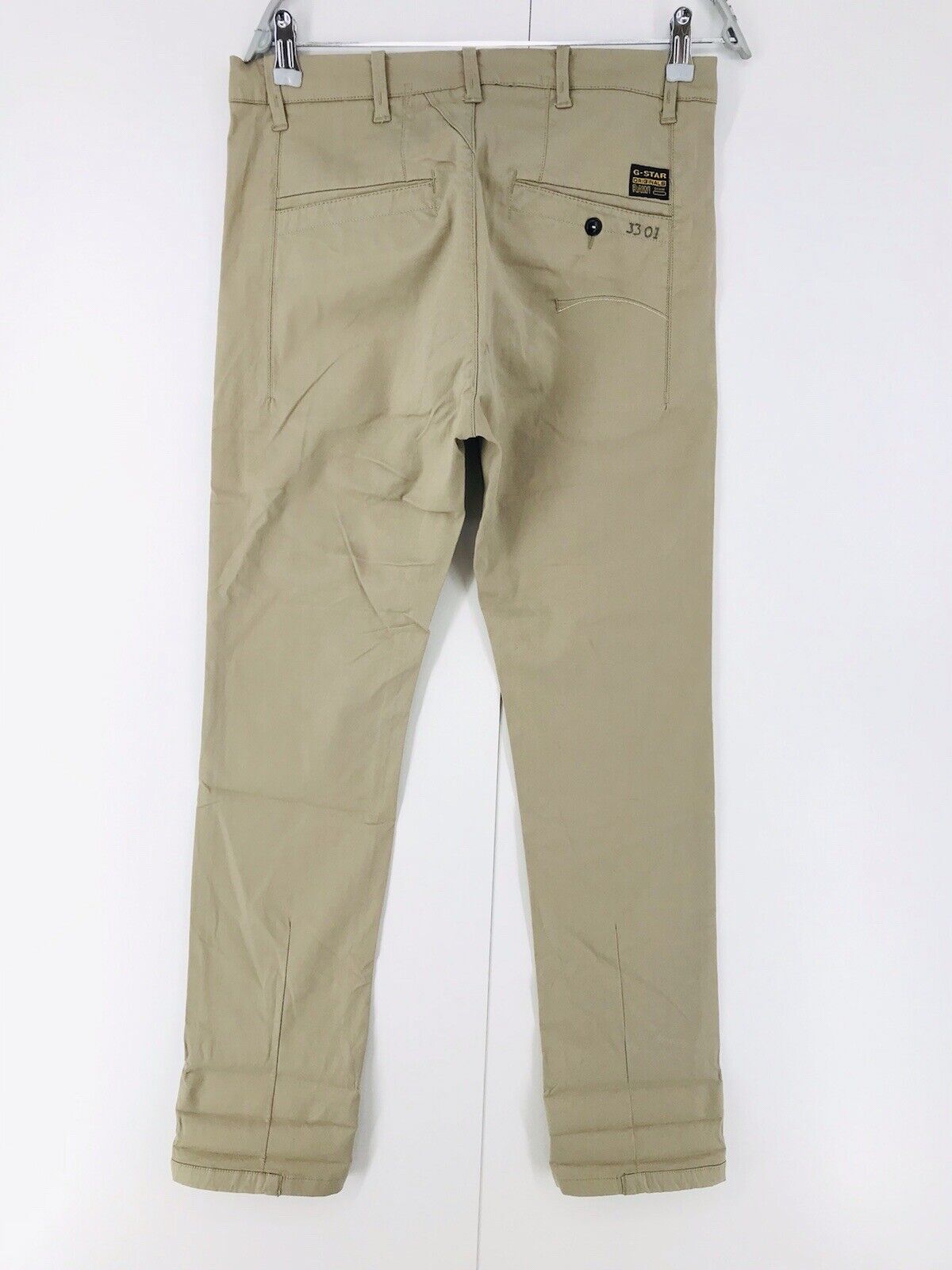 G-STAR RAW LAUNDRY BRONSON Women Beige Loose Tapered Fit Chino Trousers W26 L32