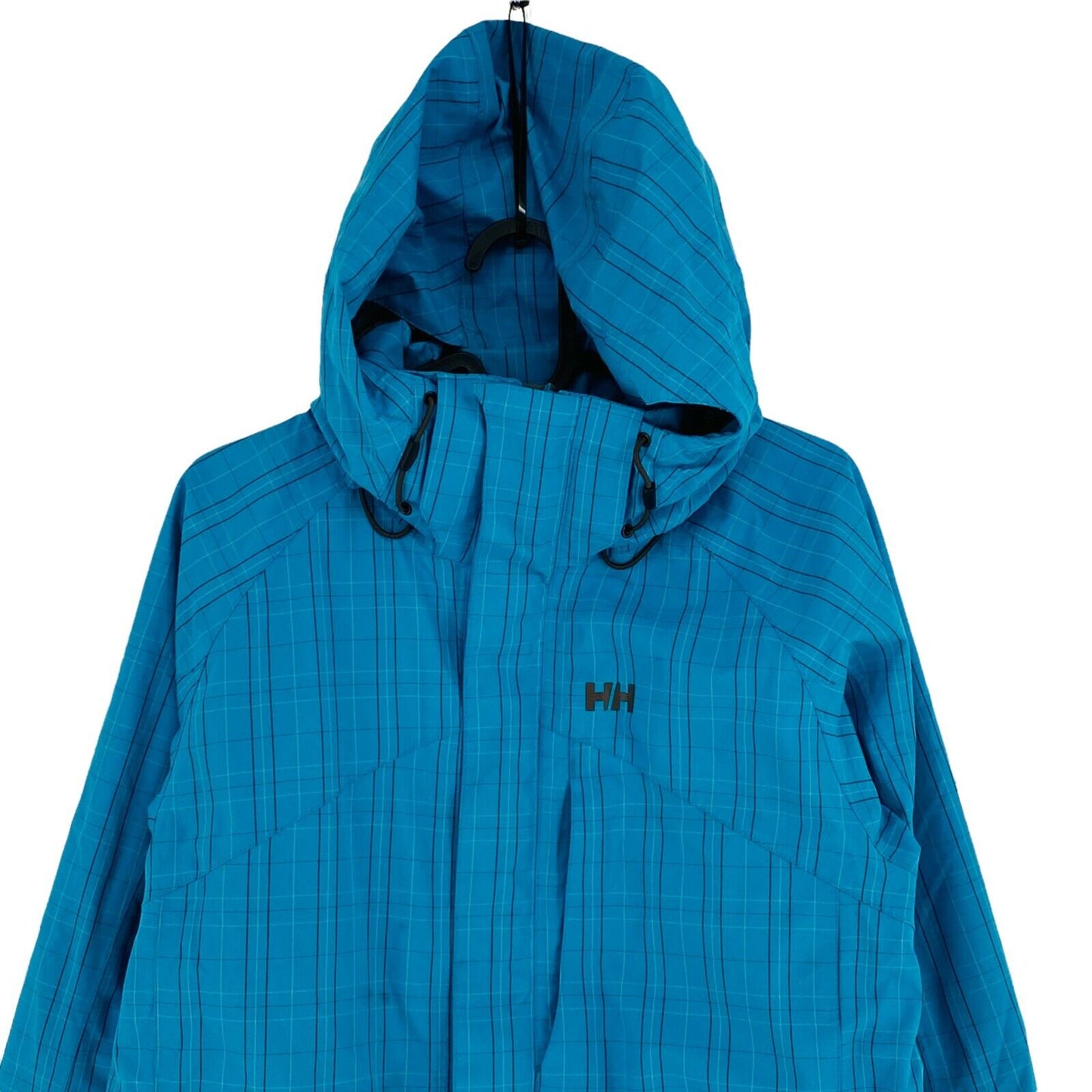 HELLY HANSEN TECH Check Blue Hooded Jacket Size L