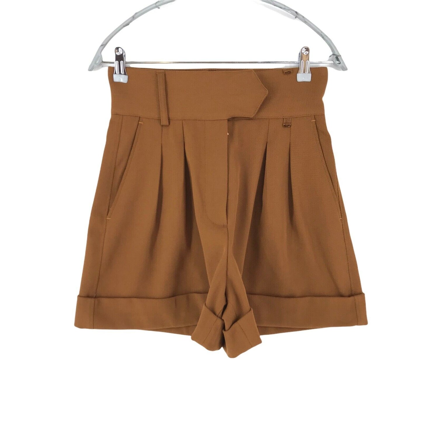 Tommy Hilfiger Collection – Braune Shorts aus Wollmischung mit weitem Bein für Damen, Größe 4 W27