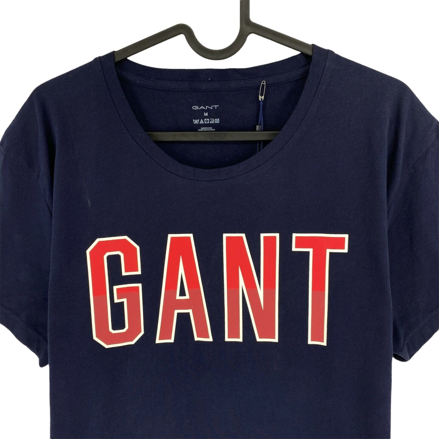 GANT T-Shirt mit großem Logo und Rundhalsausschnitt, Marineblau, Größe M