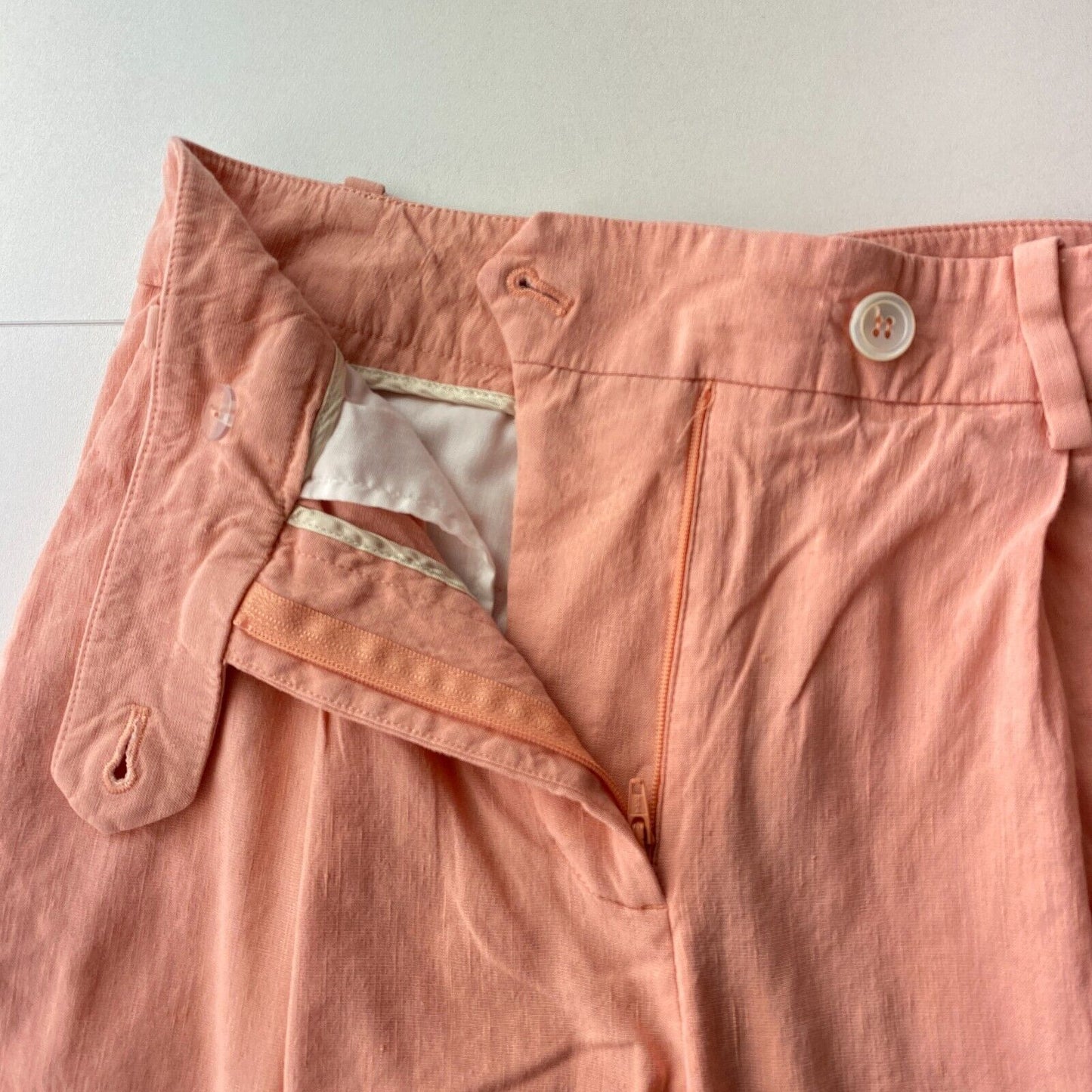 GANT Women Pink Relaxed Wide Leg Fit Linen Blend Trousers EUR 34 UK 6 US 4 W24