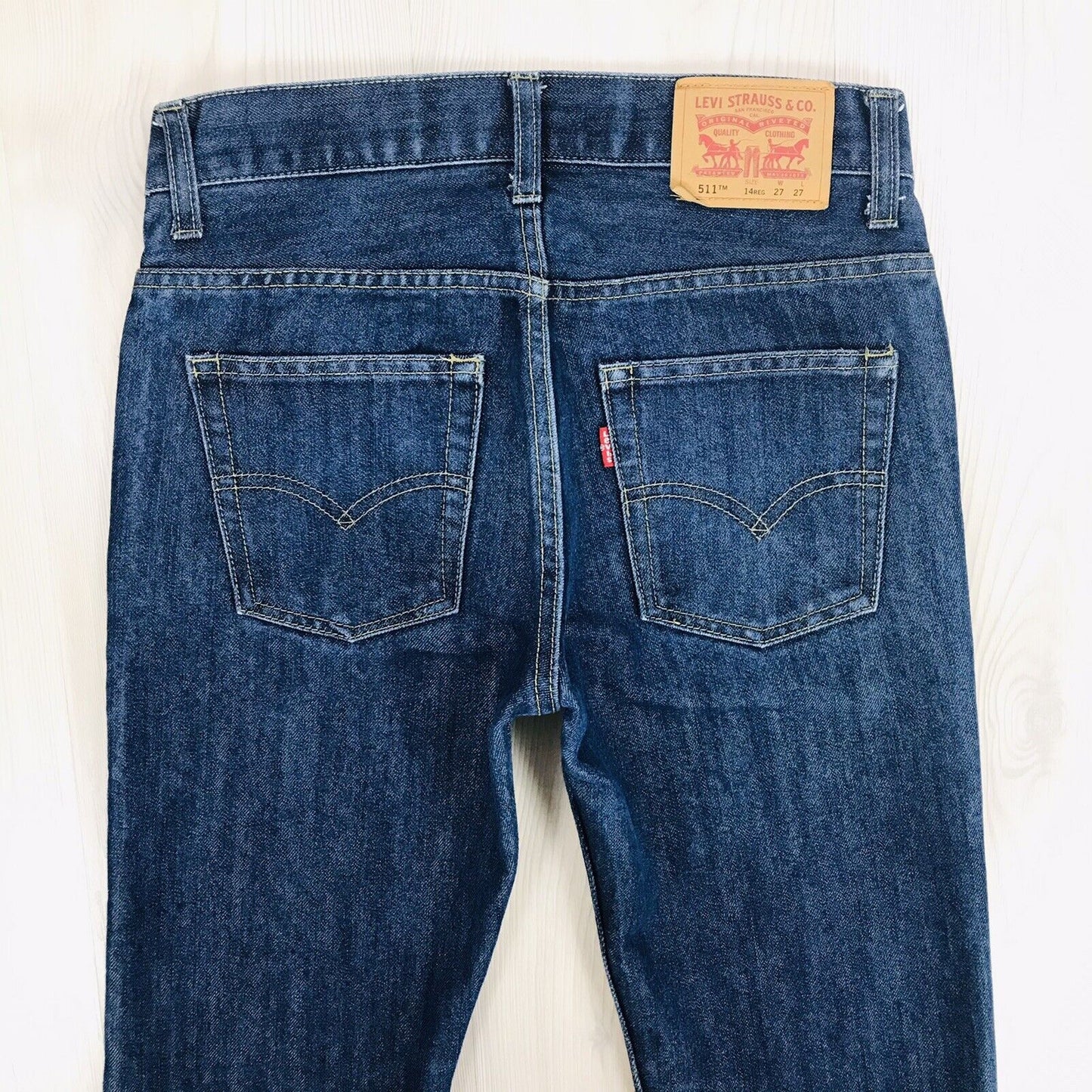 Vintage Levi's 511 Boys Dark Blue Slim Fit Jeans 14 Reg / W27 L27