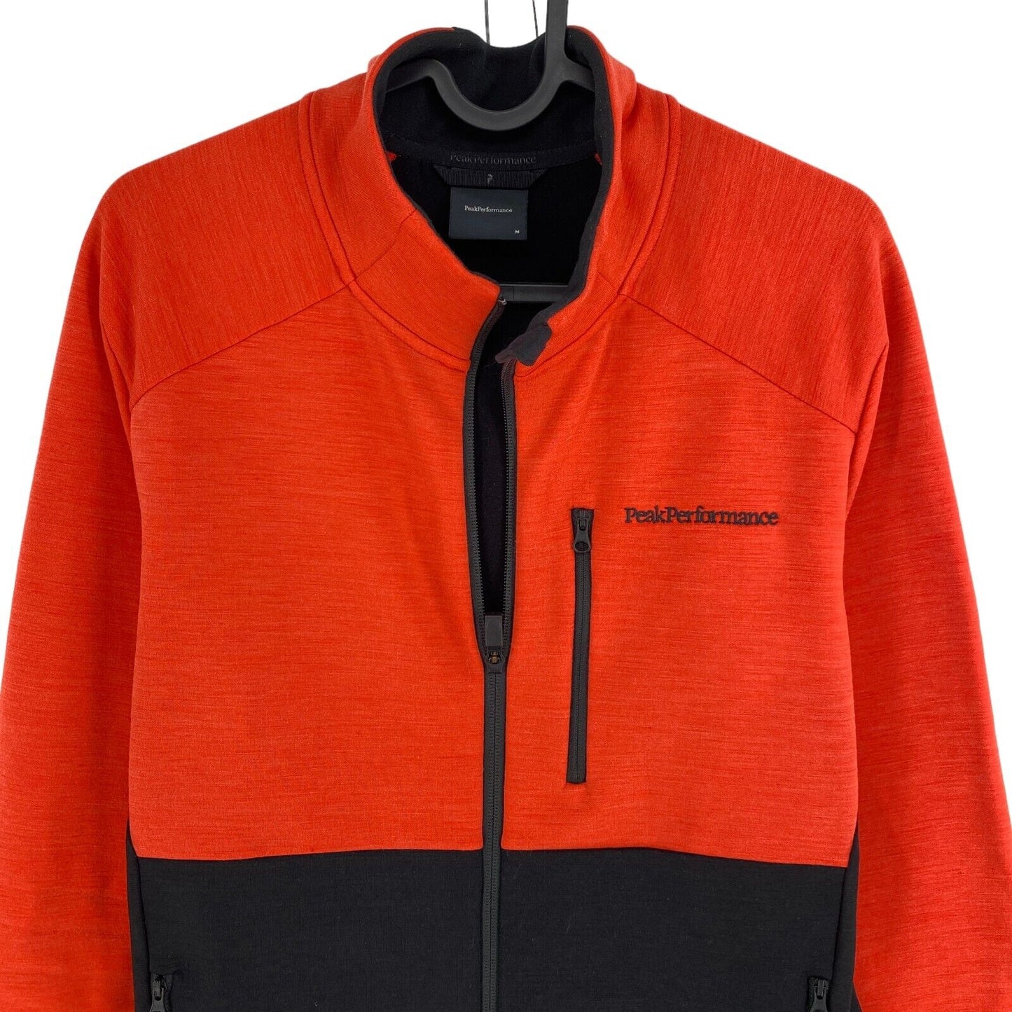 Peak Performance Orange Vertical Mid Zip Sweater Jacket Size M