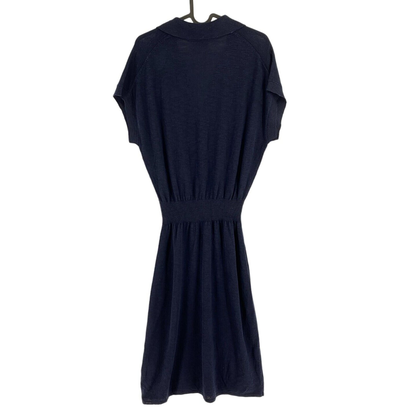 GANT Women Navy Blue Linen Cotton Silk Collar Dress Size S