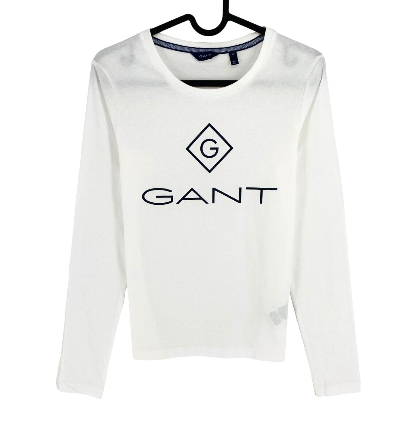 GANT Women White Lock Up Crew Neck Long Sleeves T Shirt Size XS