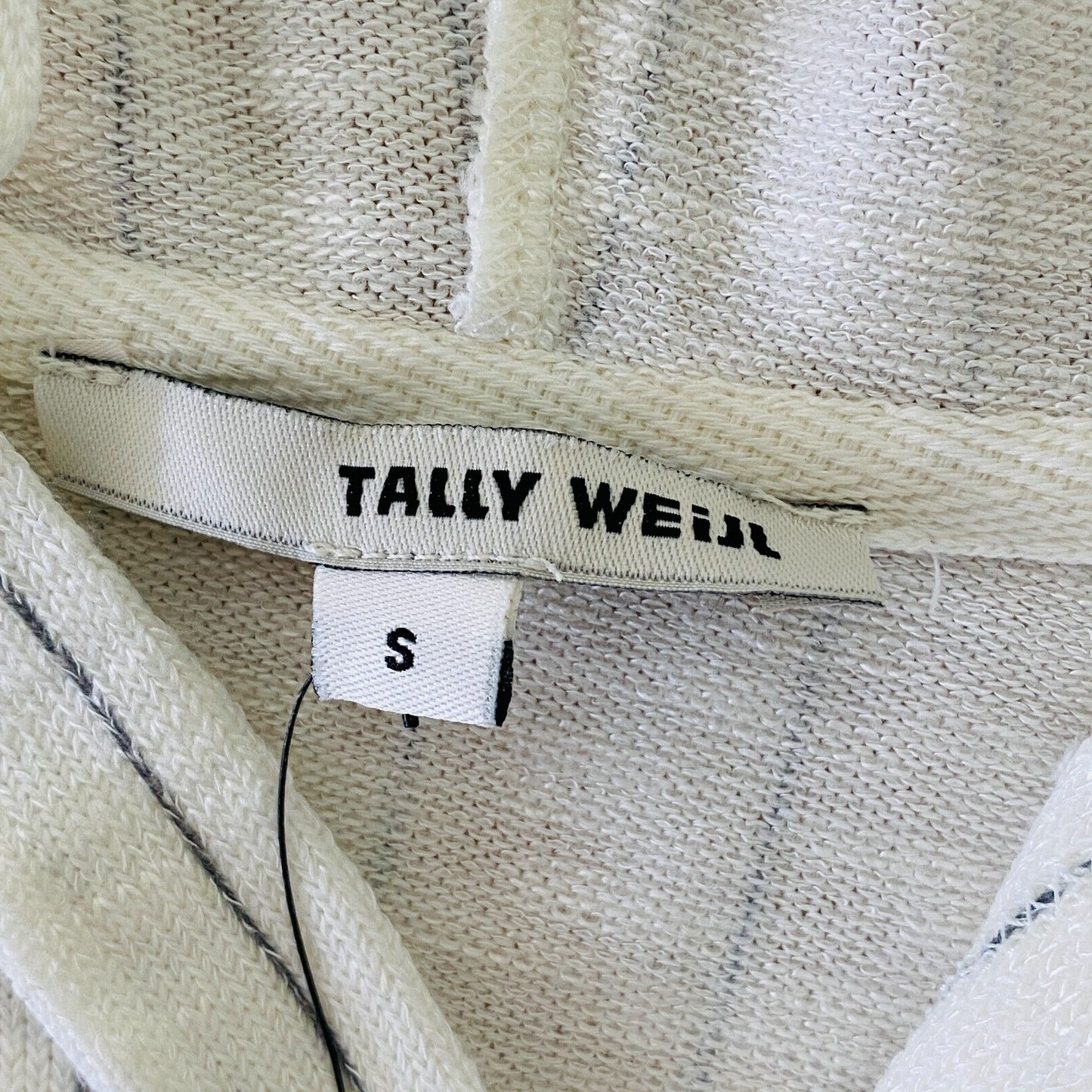 TALLY WEIJL Women White Striped Oversized Hooded Jumper Size S