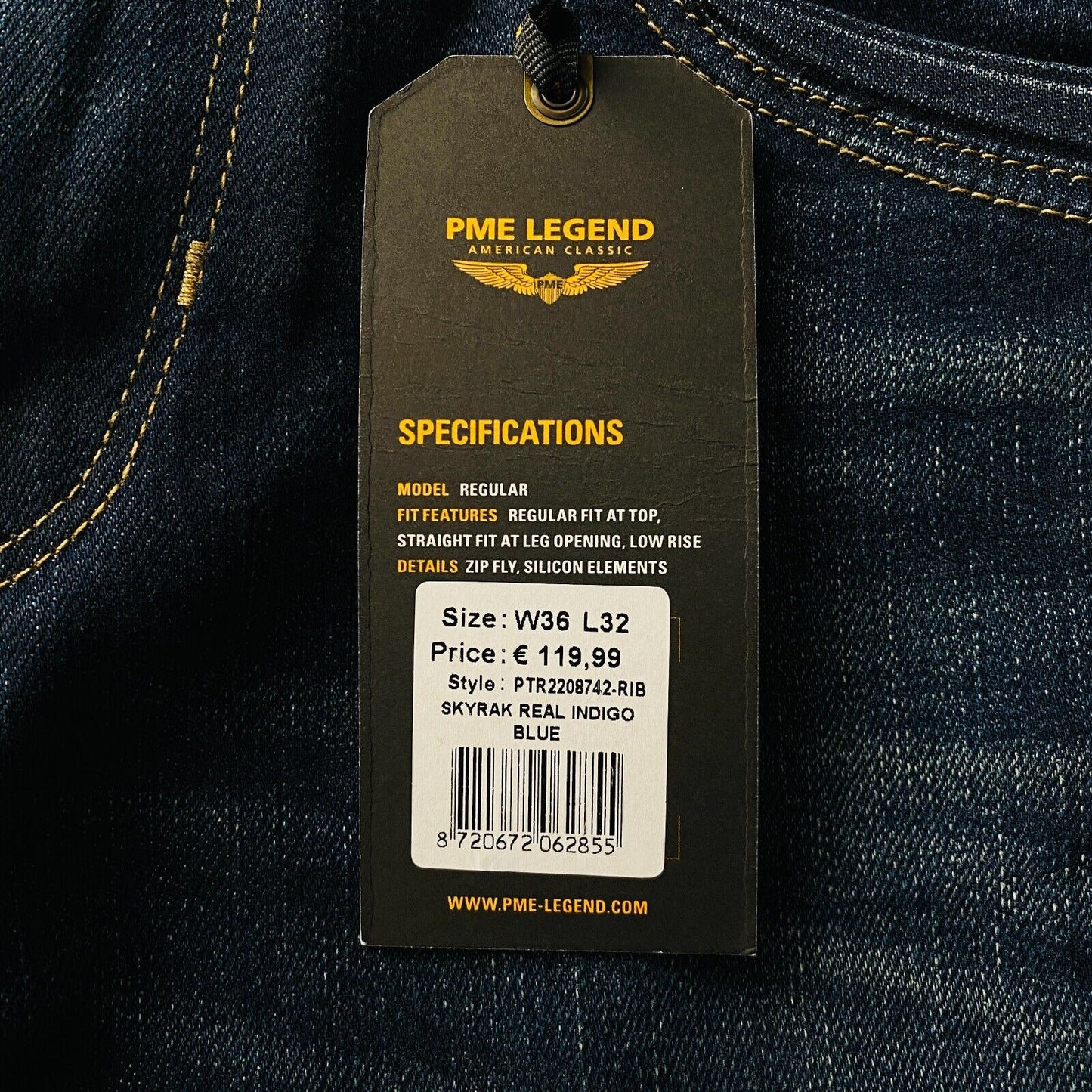 PME LEGEND Mens Dark Blue Regular Straight Fit Jeans W36 L32