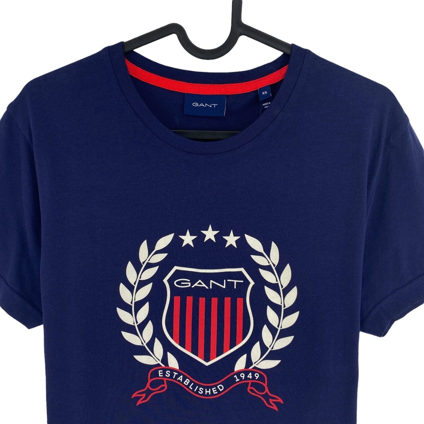 GANT T-shirt à col rond avec logo bleu marine et écusson Taille XS