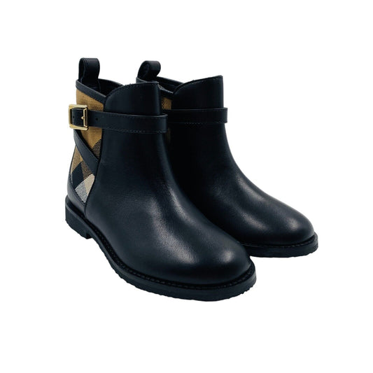 BURBERRY Schwarze Mini Richardson Stiefeletten für Mädchen, Größe EU 27, UK 9,5, US 10,5