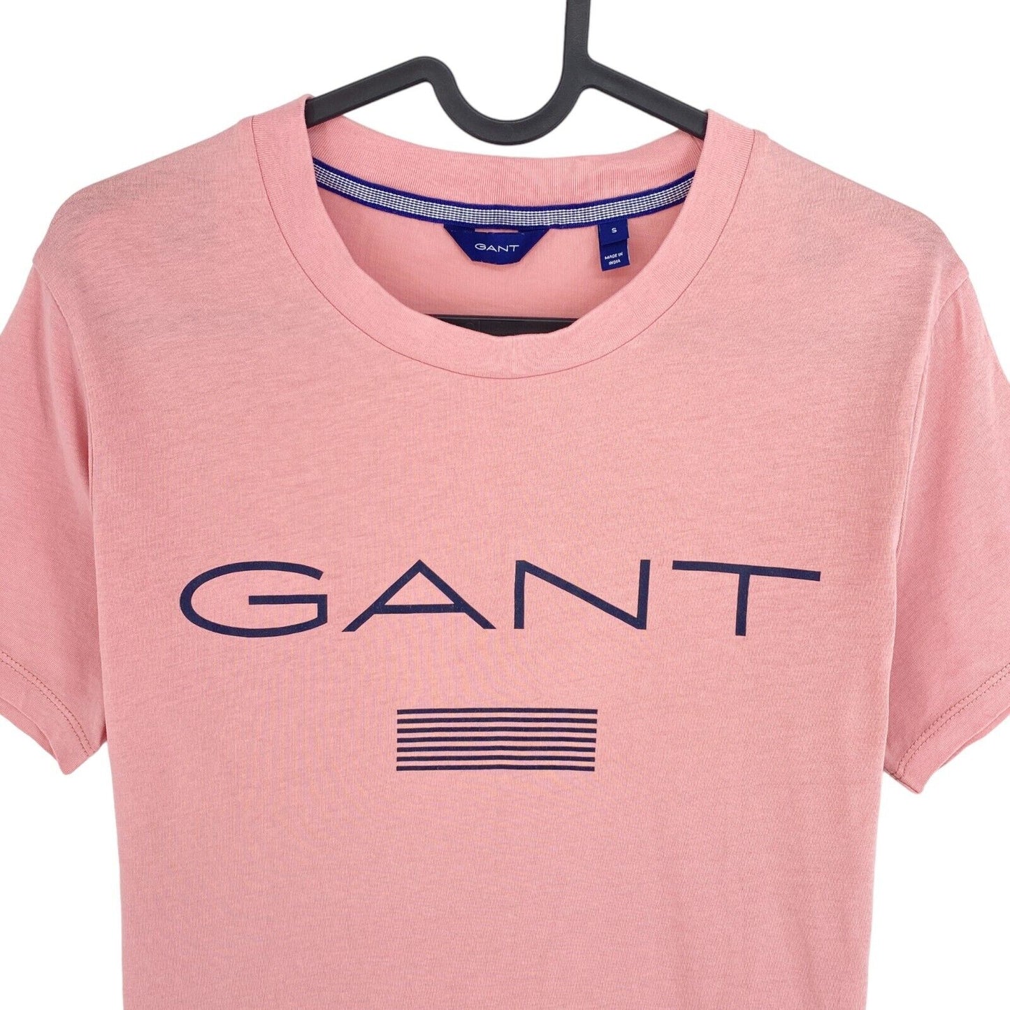 GANT Pink Stripes Logo Crew Neck T Shirt Size S