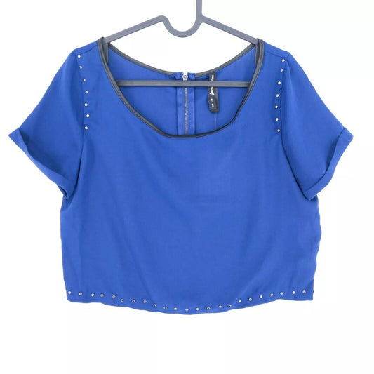 Stradivarius Women Blue Crop Top Blouse T Shirt Size L