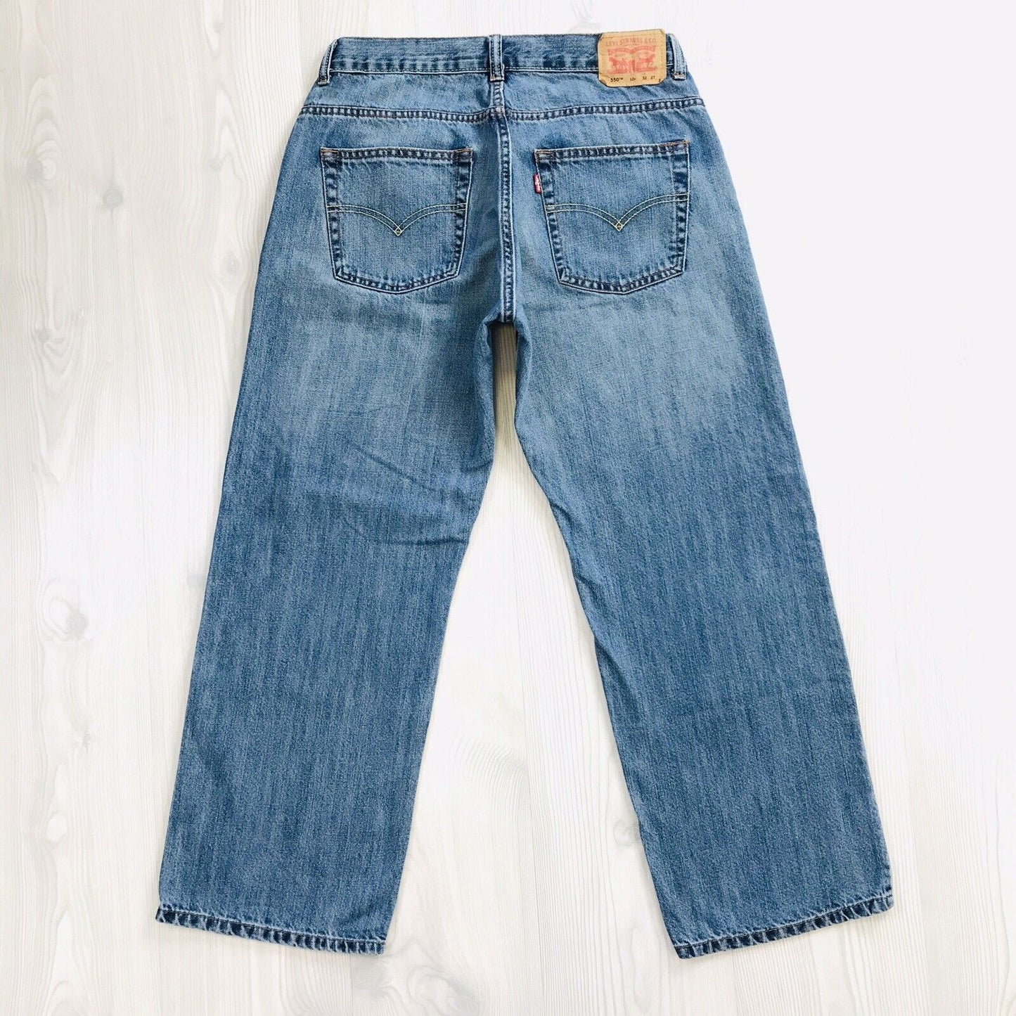 Vintage Levi's 550 Boys Blue Relaxed Straight Fit Jeans 12 H / W32 L27