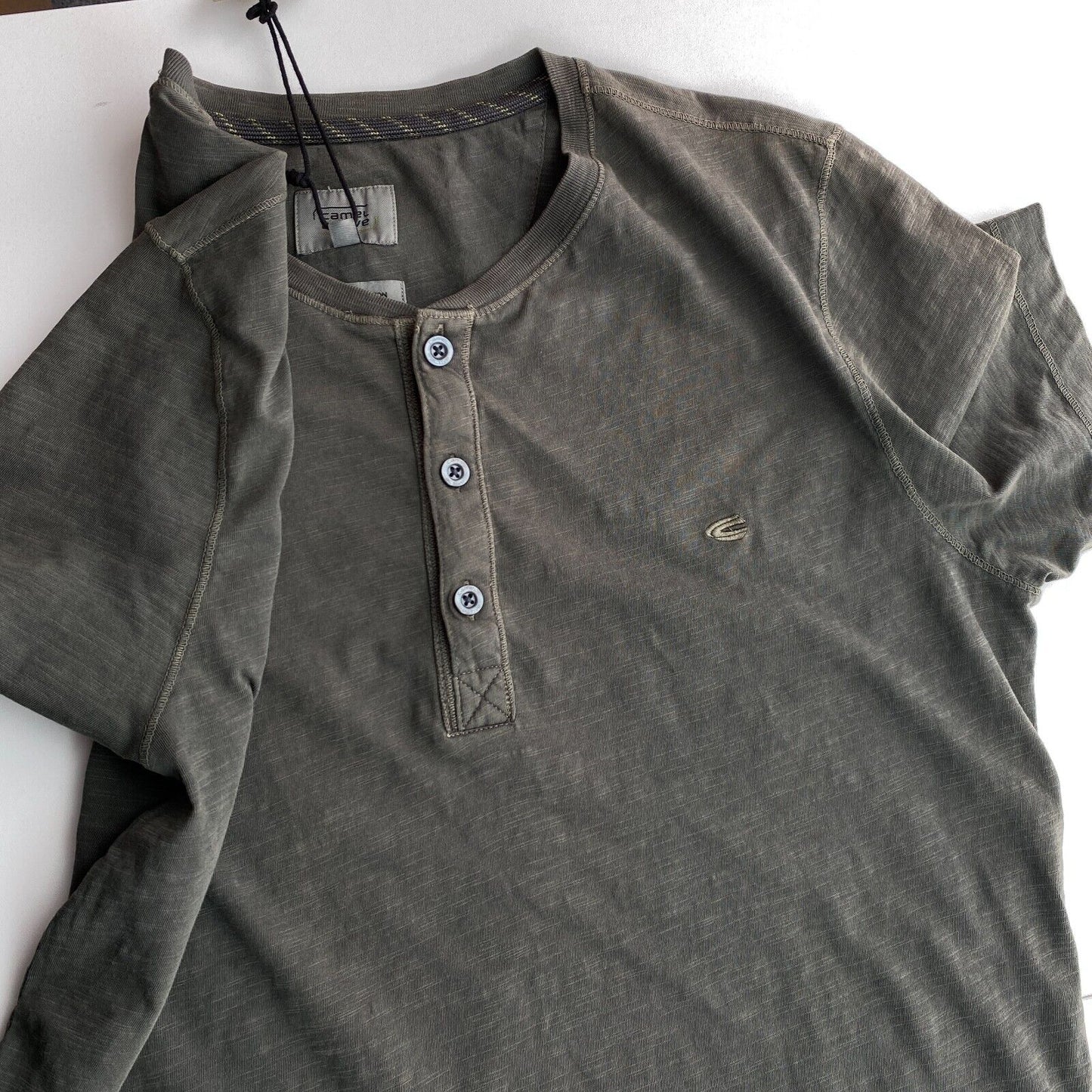 CAMEL ACTIVE Greyish Green Henley Neck T Shirt Size M