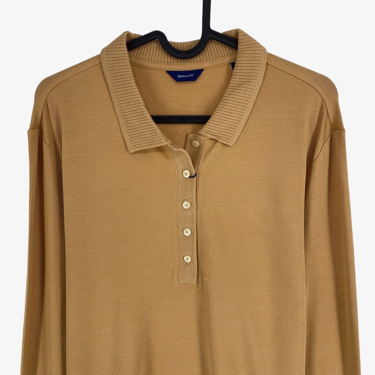 GANT Braunes Piqué-Poloshirt mit Kragen und Detail, Größe XL