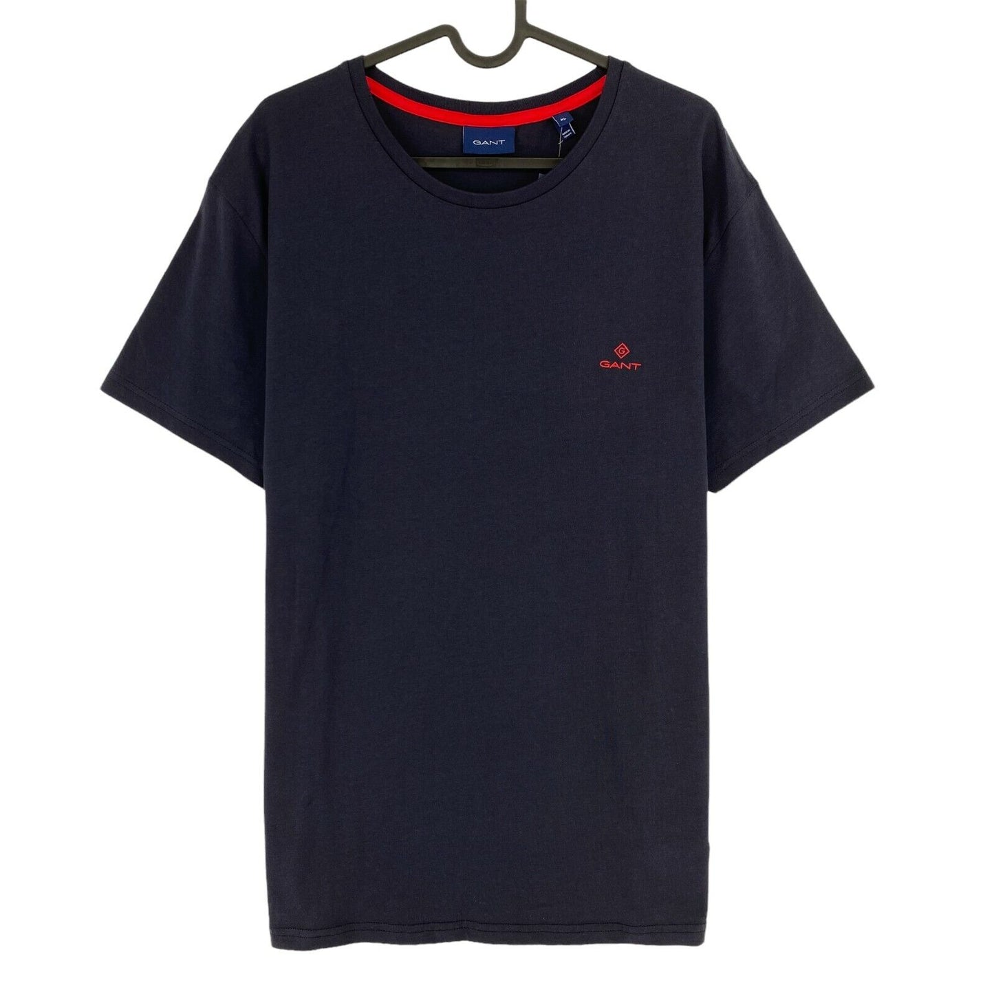 GANT T-Shirt mit Rundhalsausschnitt und kontrastierendem Logo, Marineblau, Größe XL