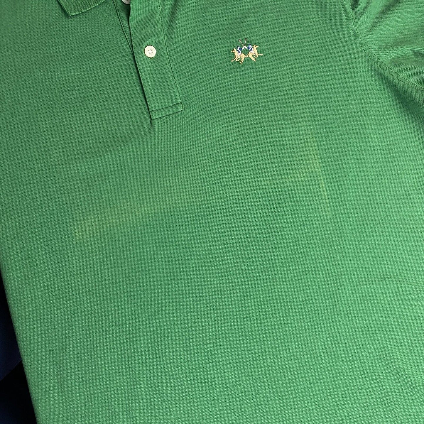 LA MARTINA Green Piquet Stretch Short Sleeves Slim Fit Polo Shirt Size XL